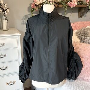 Body & Sol Jacket Charcoal Storm Gray Ruched Sleeve Womens S M L Hoodie New